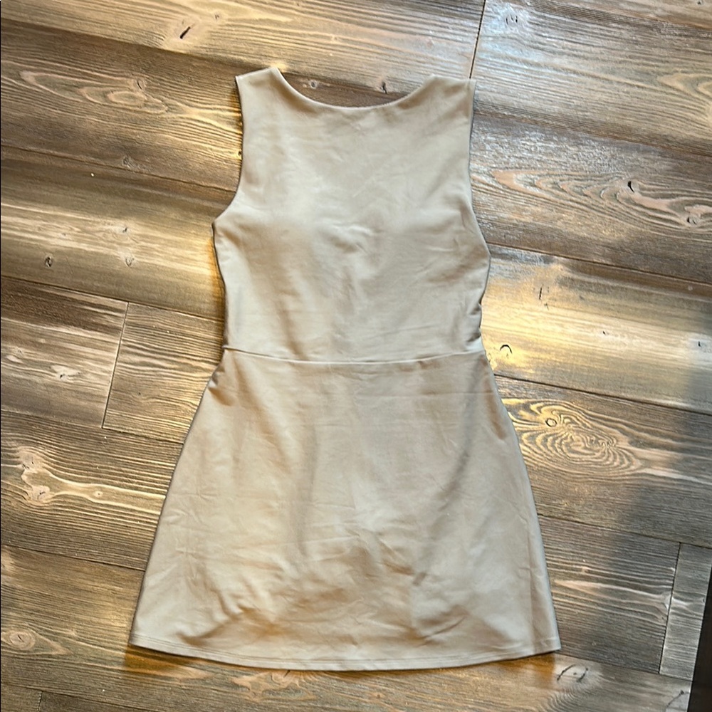 Abercrombie & Fitch Tan Sheath Mini Dress Crew Neck